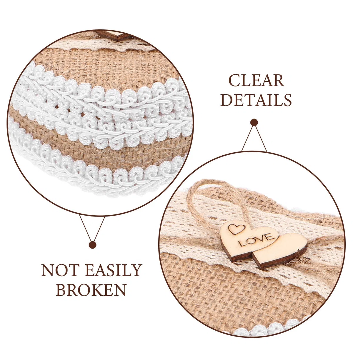 Toyvian Panier à Bagues avec Anse Portable en Toile de Jute Rustique Fait Main et Compact pour Jour de Mariage et Demoiselles D'honneur