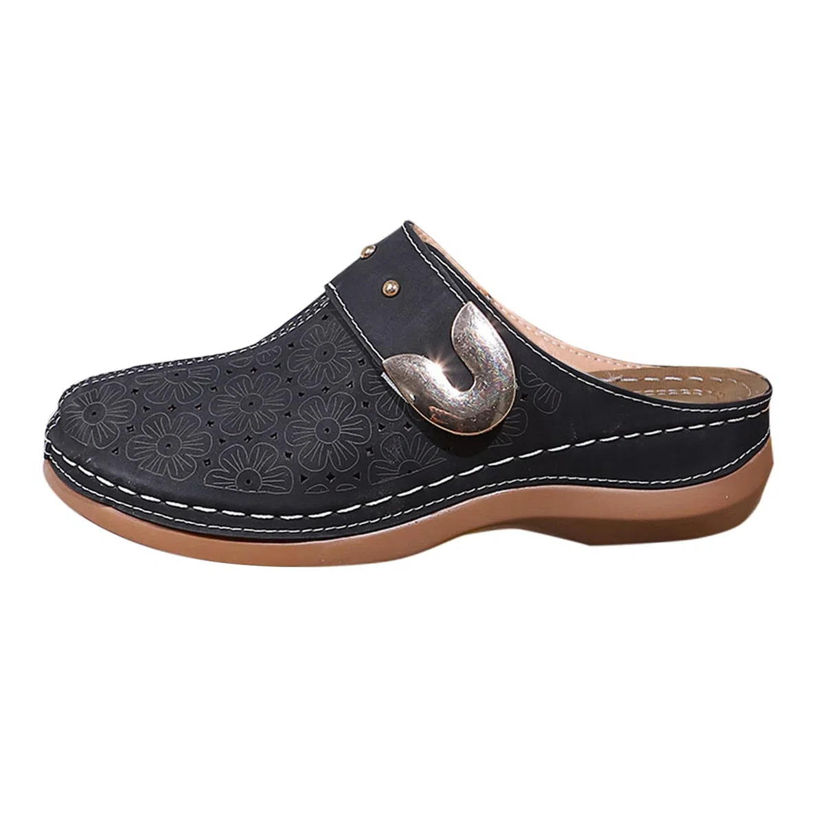 Sabots orthopédiques antidérapants à enfiler dos nu pour femme - Respirants - Chaussures compensées creuses confortables - Soutien de la voûte plantaire - Pour allaitement, travail, jardin - Sabots