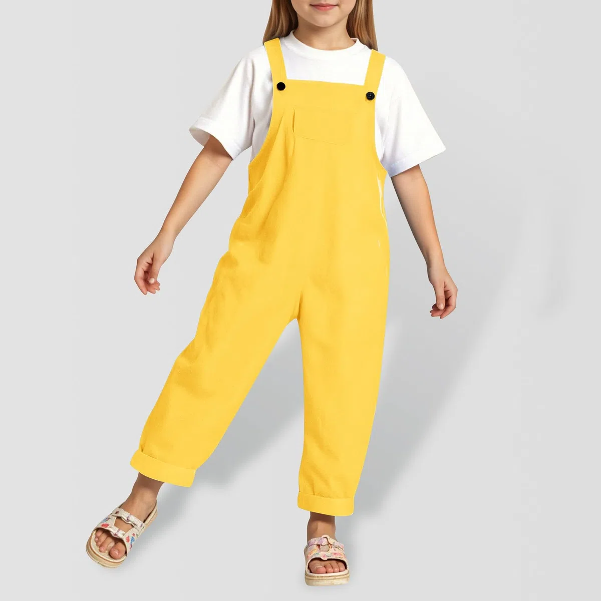 WWricotta Salopette pantalon unie, bretelles, enfant 3-14 ans, mignonne, mixte/A