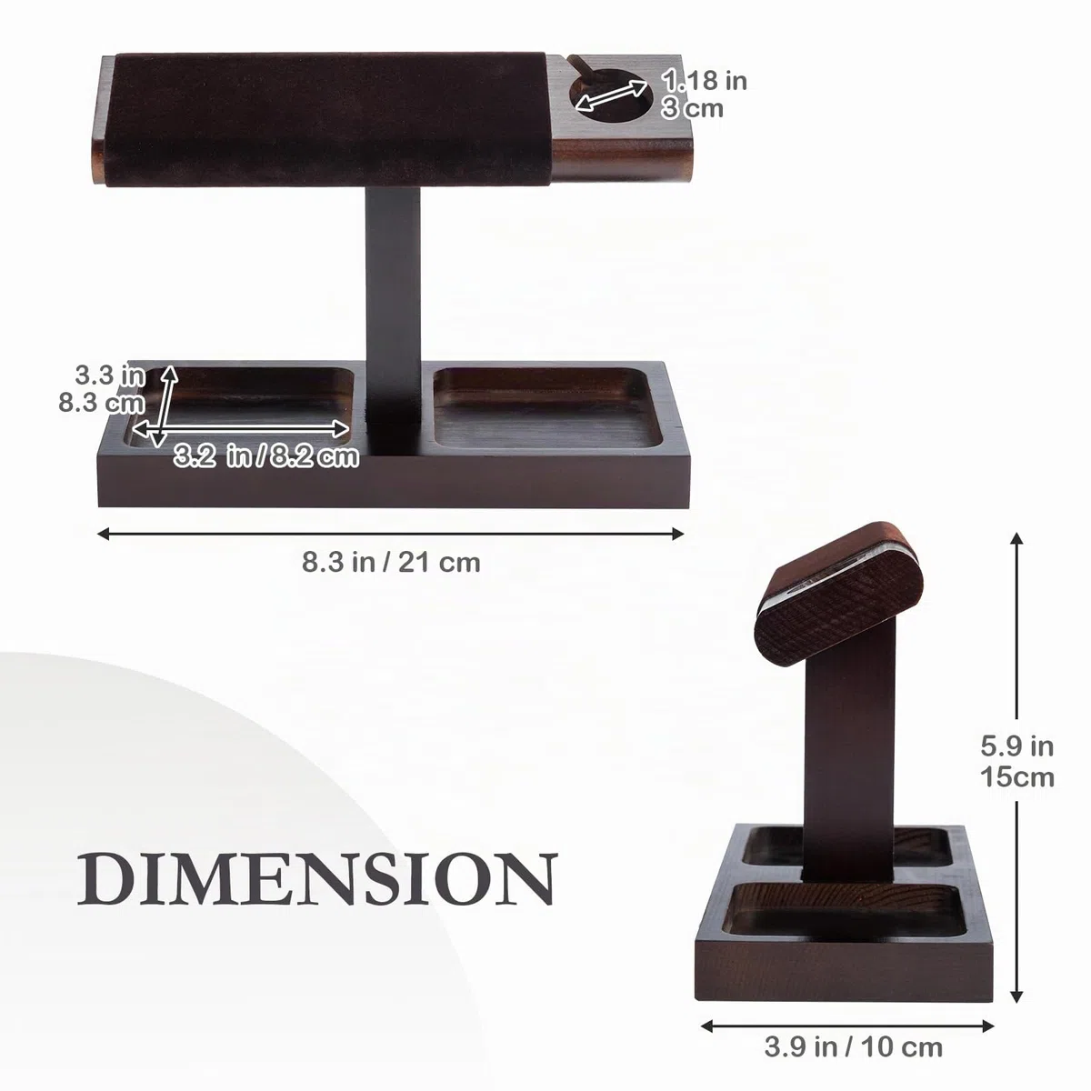 ProCase Support Montre Bois, Présentoir Montre, avec Un Emplacement de Chargement, Porte Bracelet -1 Niveau, Marron Foncé