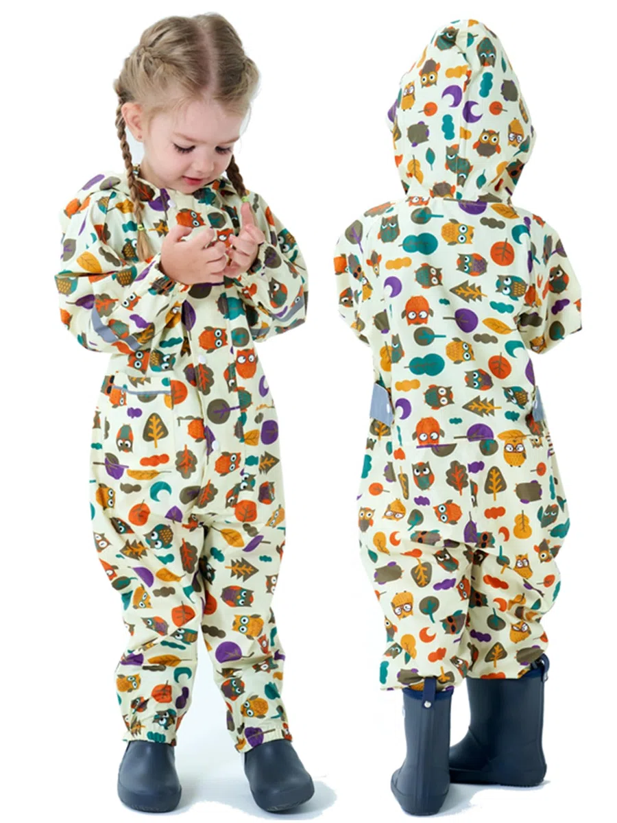 Poncho pluie Enfant Combinaison de Pluie pour Enfants Garçons Filles Imperméable Une Pièce Combinaison Imperméable