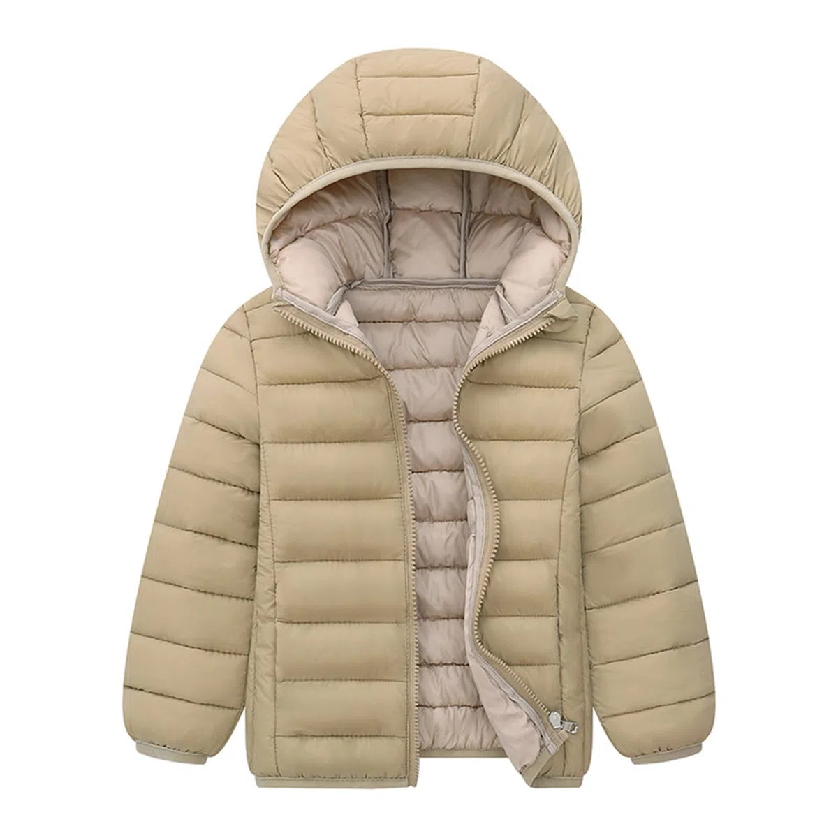 Doudoune À Capuche Enfant, Automne Hiver Blouson Unisexe Duvet Hiver Matelassé À Capuche Manches Longues Col Rond avec Fermeture Éclair Et Poche Veste Pullover Capuche pour Thermique Casual