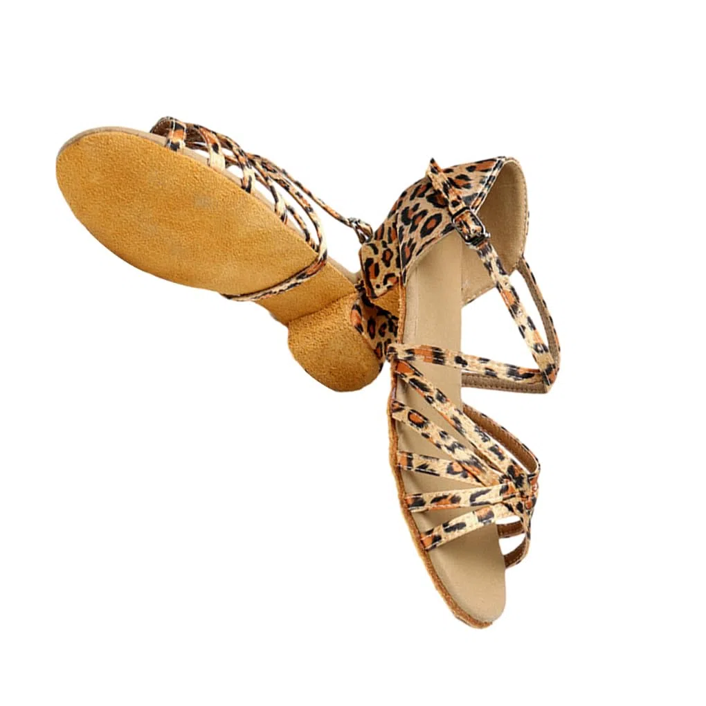 Chaussures de Filles à la Mode pour la Danse Latine pour Bonne résistance au dérapage et équilibre Chaussures de Danse Latine Chaussures en Cuir pour Les Filles, Léopard, 32.1