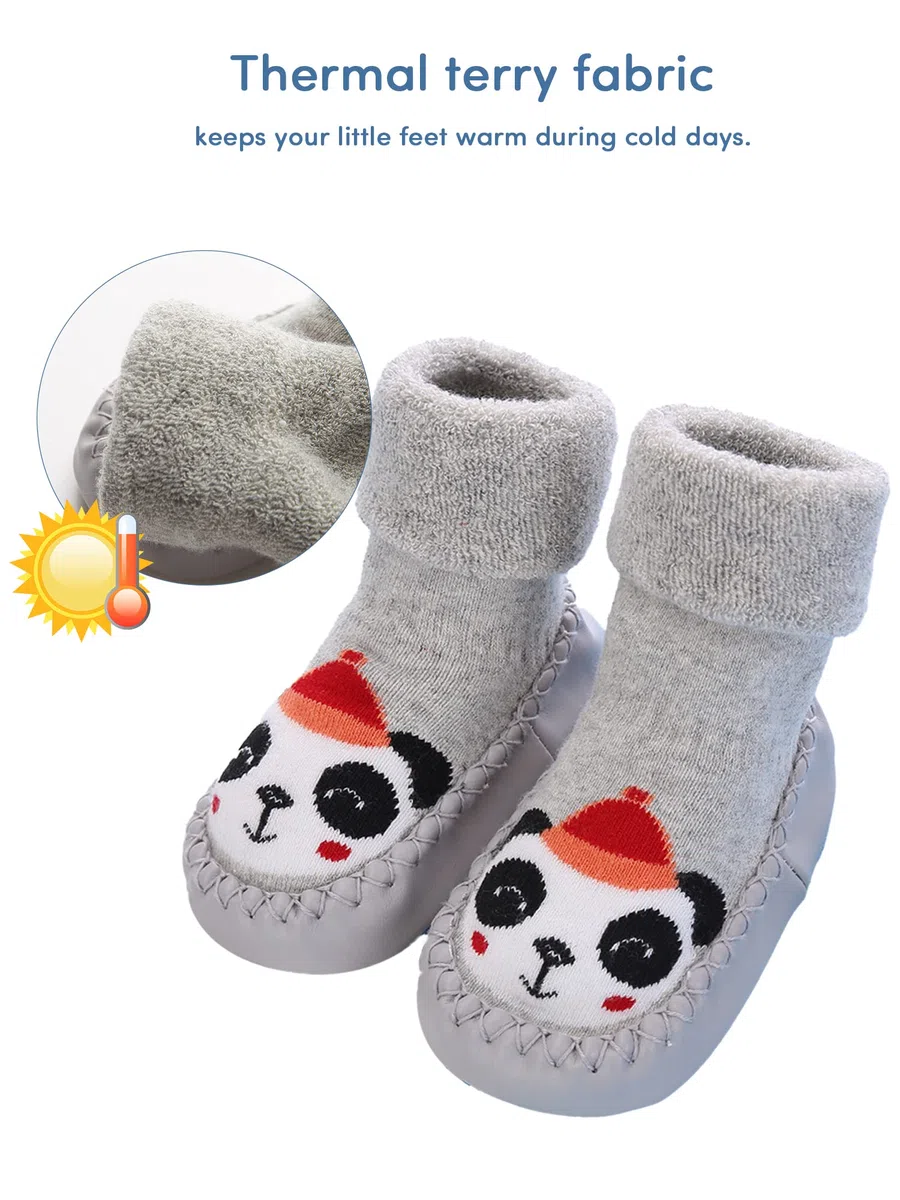 Adorel Chaussons Chaussettes Anti-dérapantes Bébé Lot de 2 Panda Renard 19-21 (Taille Fabricant: 13)
