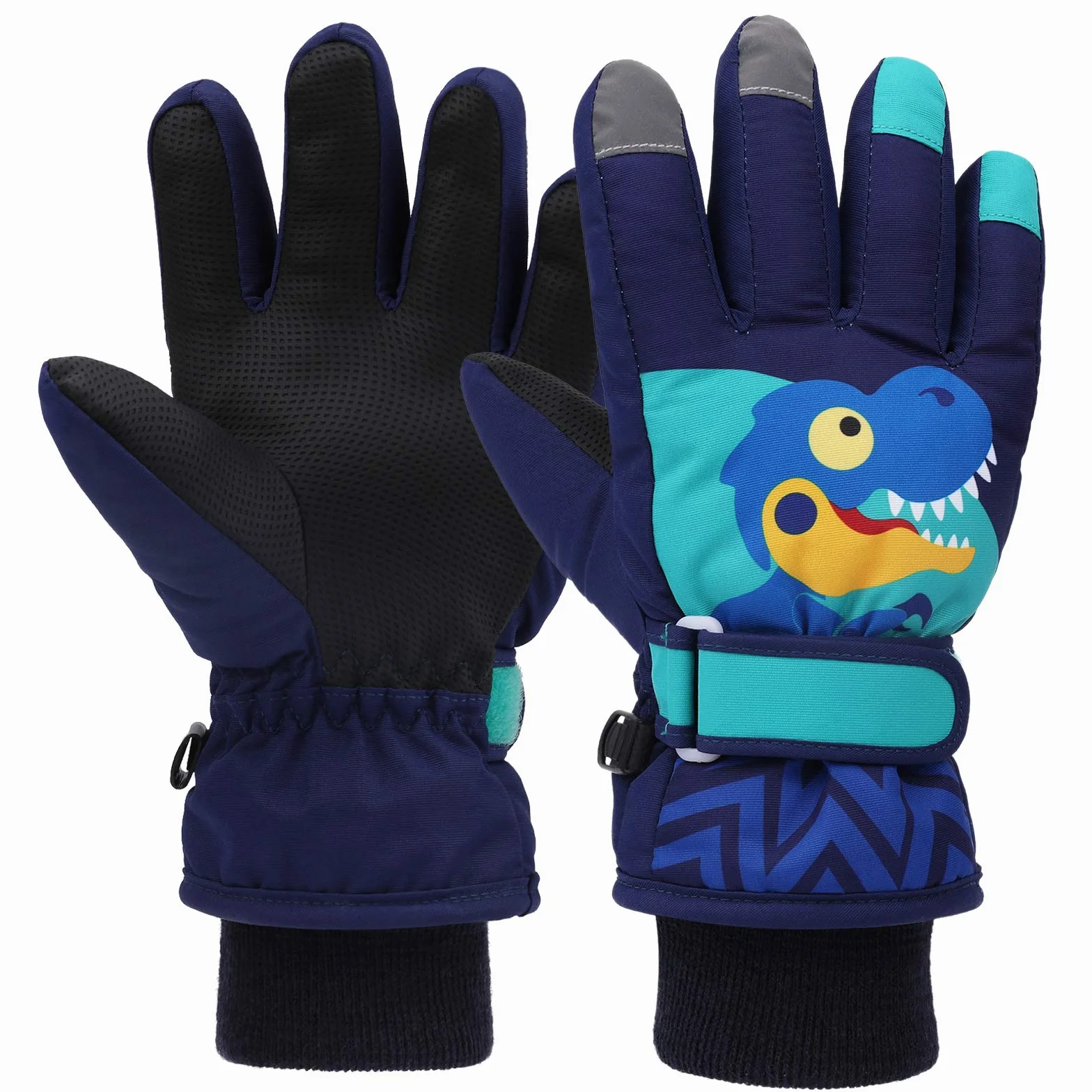 QKURT Gants de Ski Enfants, Moufles de Ski Fille Garçon Gants Chaud Hiver Moufles Coupe-Vent Respirant Snowboard pour Vélo Équitation Patinage Garçons Filles 2-13 Ans