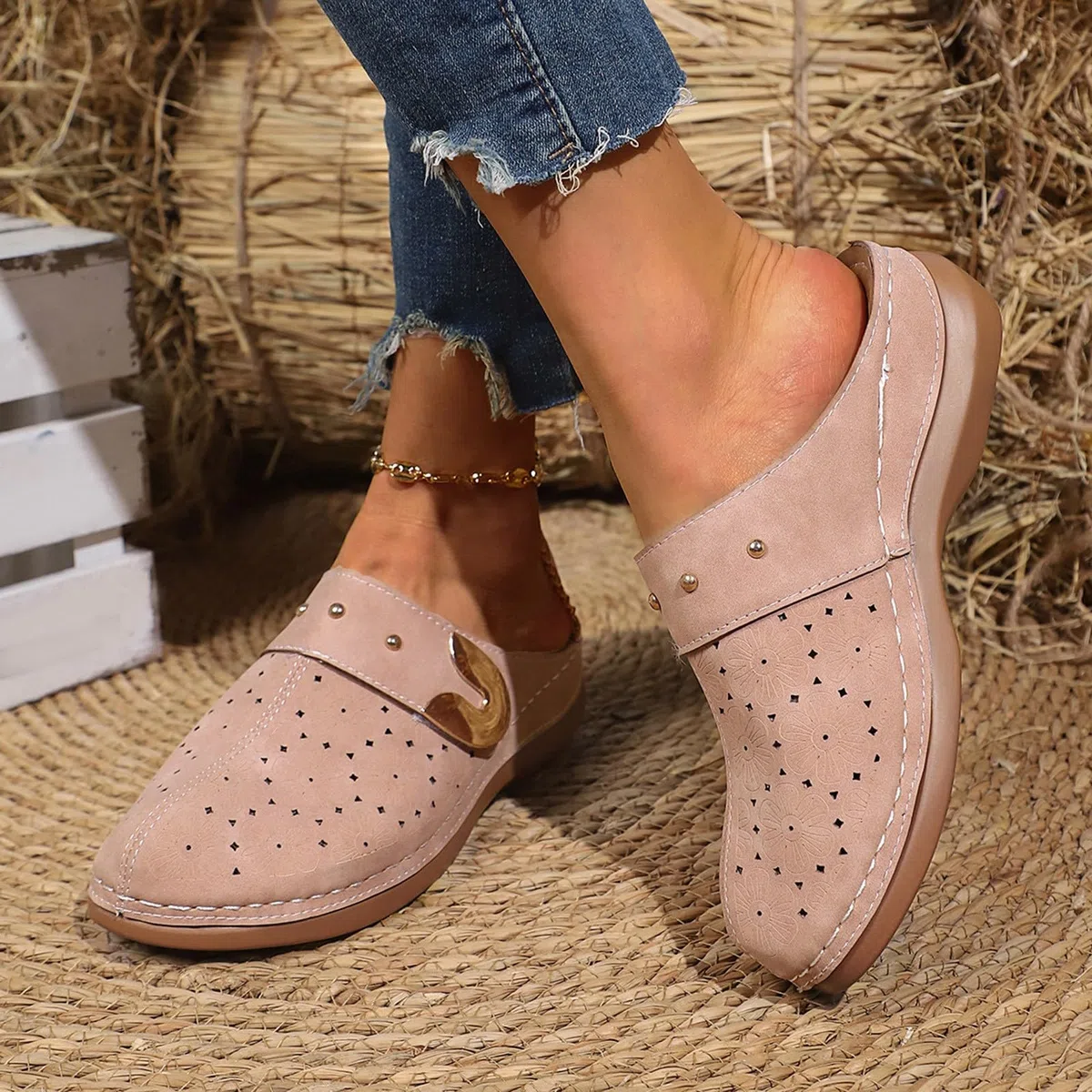 Sabots orthopédiques antidérapants à enfiler dos nu pour femme - Respirants - Chaussures compensées creuses confortables - Soutien de la voûte plantaire - Pour allaitement, travail, jardin - Sabots