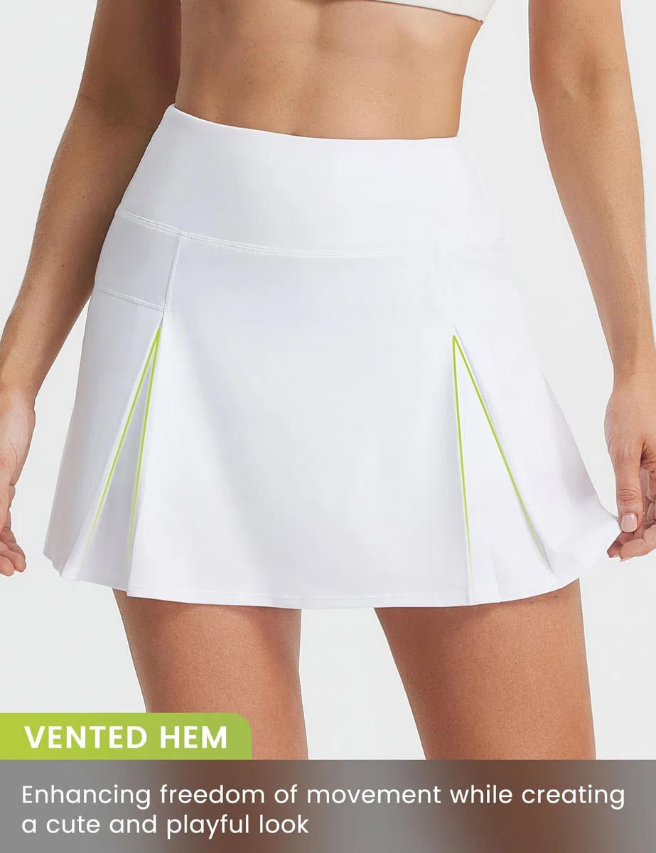 baleaf Jupes de tennis pour femmes - Taille haute - 35,6 cm - Jupe-short de golf athlétique avec poches courtes - Jupe trapèze décontractée