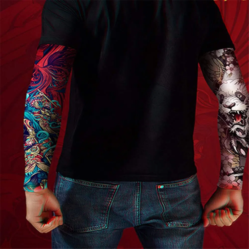 Manchons de faux tatouages temporaires à enfiler pour homme et femme - Accessoire de vêtements pour activités de plein air