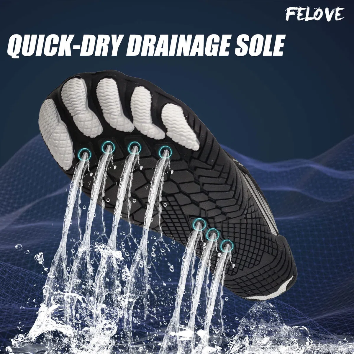 FELOVE Chaussures Aquatiques en Néoprène, Chaussures de Surf, Snorkeling, Plage et Randonnée Aquatique Hommes Femmes