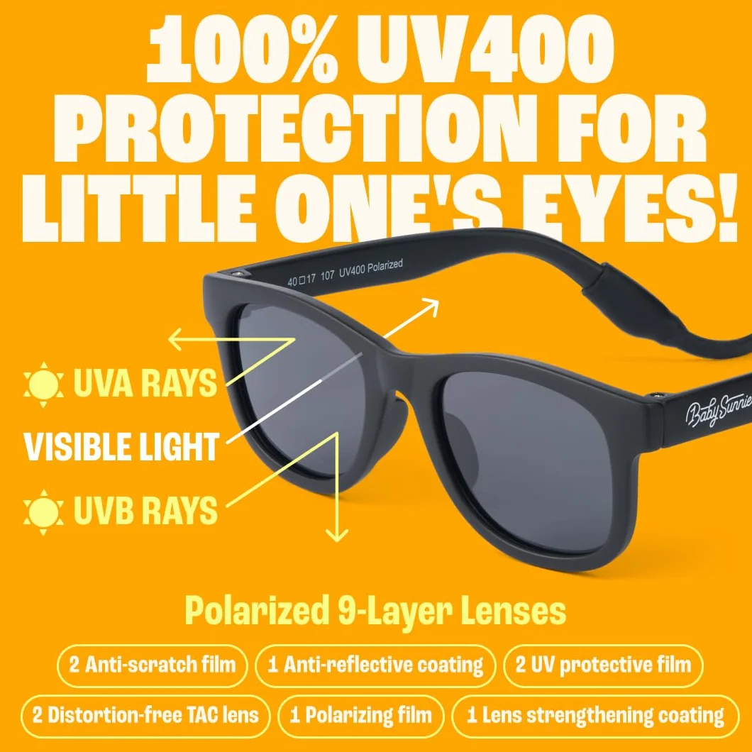 BABY SUNNIES Polarized Toddler Sunglasses for Boys & Girls - Eye Safe Kids Sunglasses - UV Protection - Toddler Sun Glasses