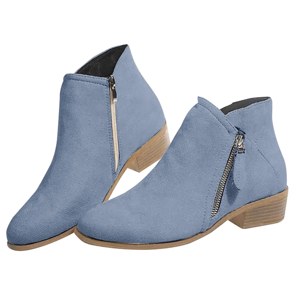Generisch Bottines Chelsea élégantes pour femme - Avec talon élégant - En daim - Avec fermeture éclair - Bottes de travail basses - Couleur unie - Confortables - Bottes de loisirs