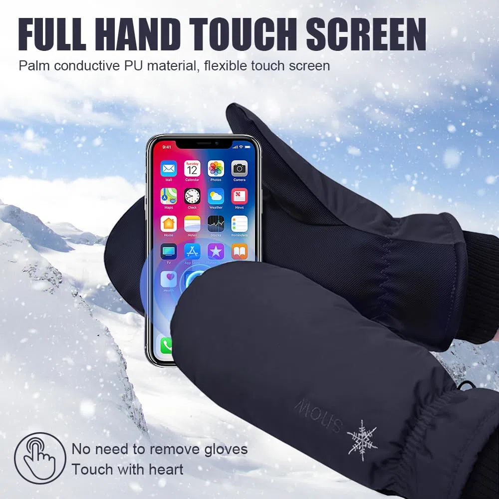 Bseical Gants Et Moufles Femme, Moufles Ski Homme, Gant Tactile, Gant Peluche Hiver Coton Thermique De Sport Moto Ski Velo VTT Cyclisme Impermeable Noir