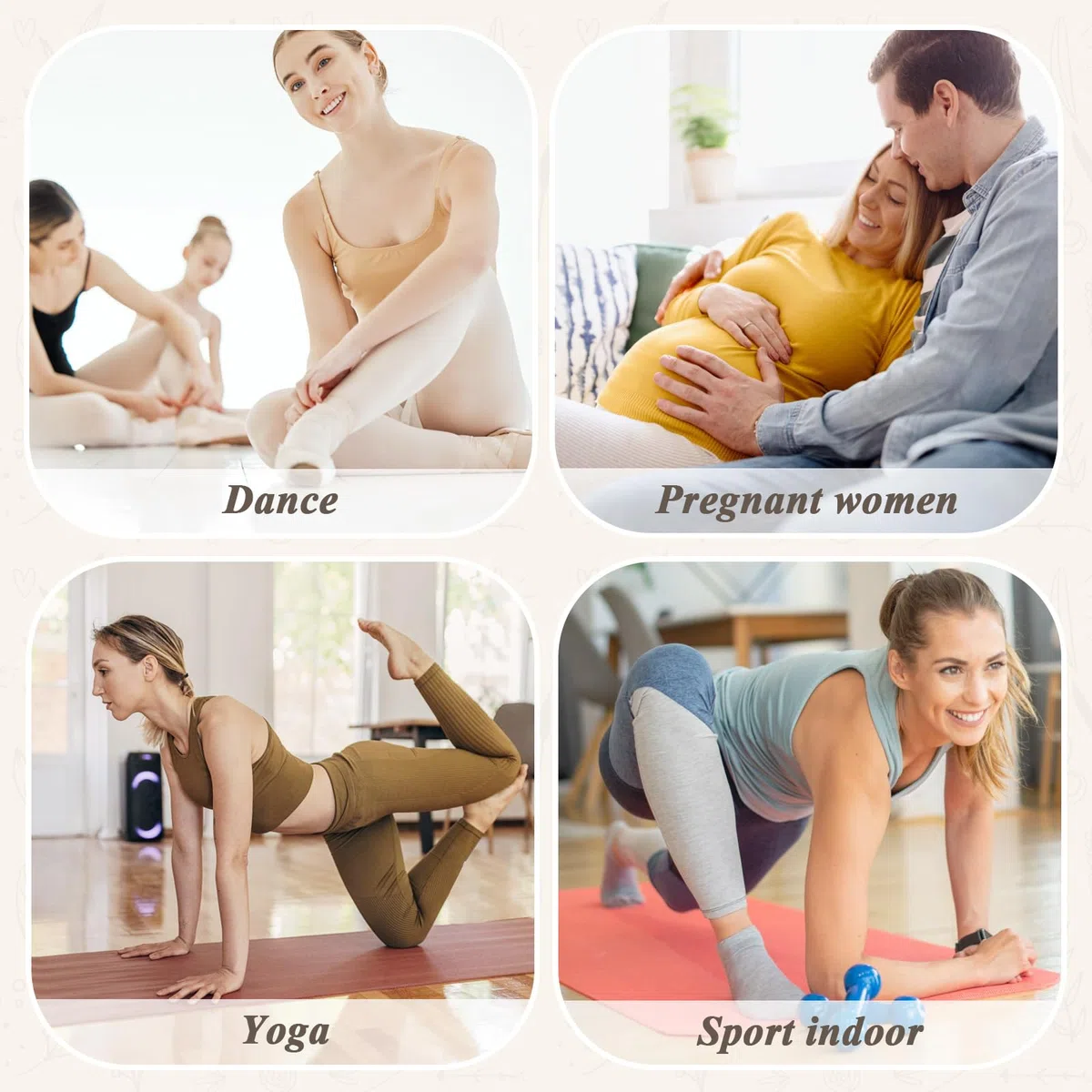 Lot de 3 paires de chaussettes de yoga antidérapantes pour femme avec poignées et sangles antidérapantes