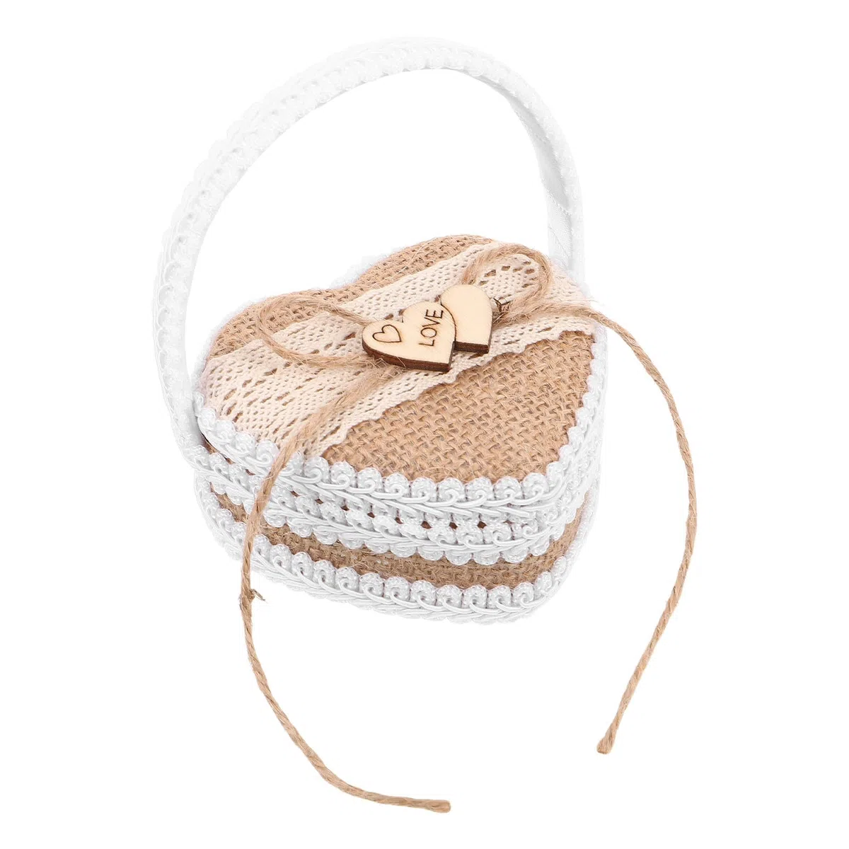 Toyvian Panier à Bagues avec Anse Portable en Toile de Jute Rustique Fait Main et Compact pour Jour de Mariage et Demoiselles D'honneur