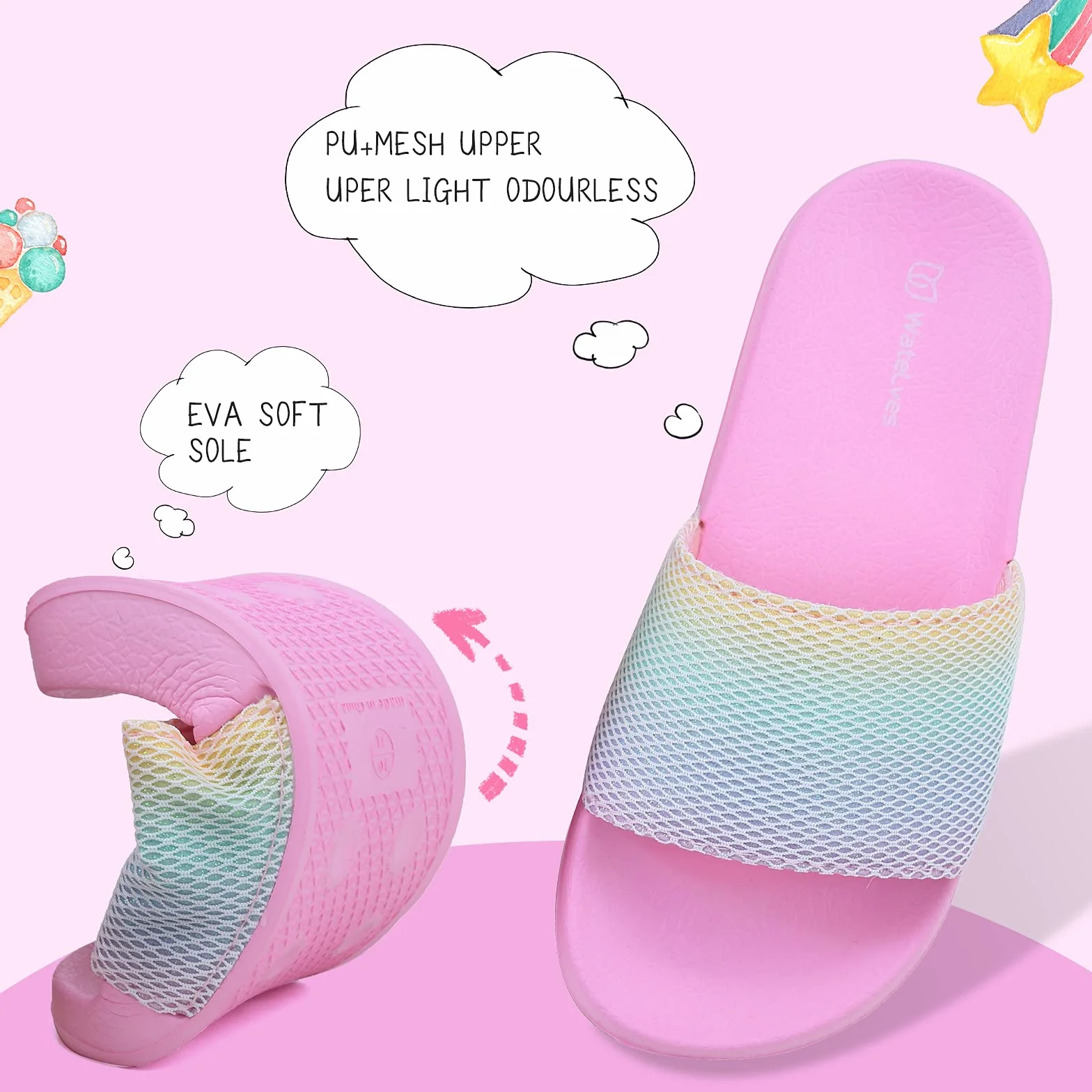 WateLves Claquette Enfant Fille Garçon Chaussons Enfants Tongs Sandales été Plage Piscine Pantoufles Chaussures de Douche AntidéRapantes