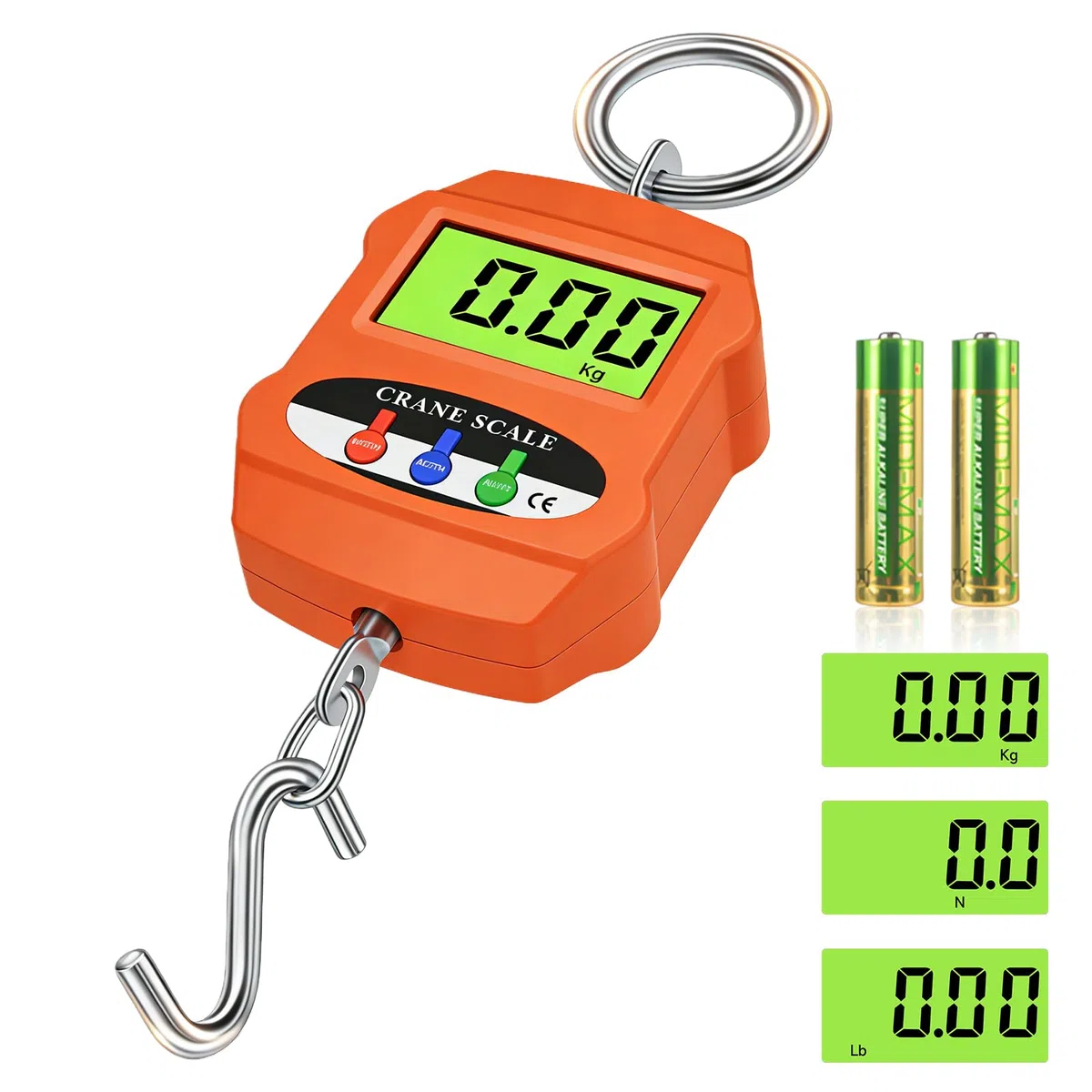 Balance Suspendue Numérique 300 kg/660 lb, Mini Balance à Grue, industrielle portable Peson Electronique avec écran LCD Peson à bagages en aluminium pour grue avec crochet, cuisine, valise et la pêche