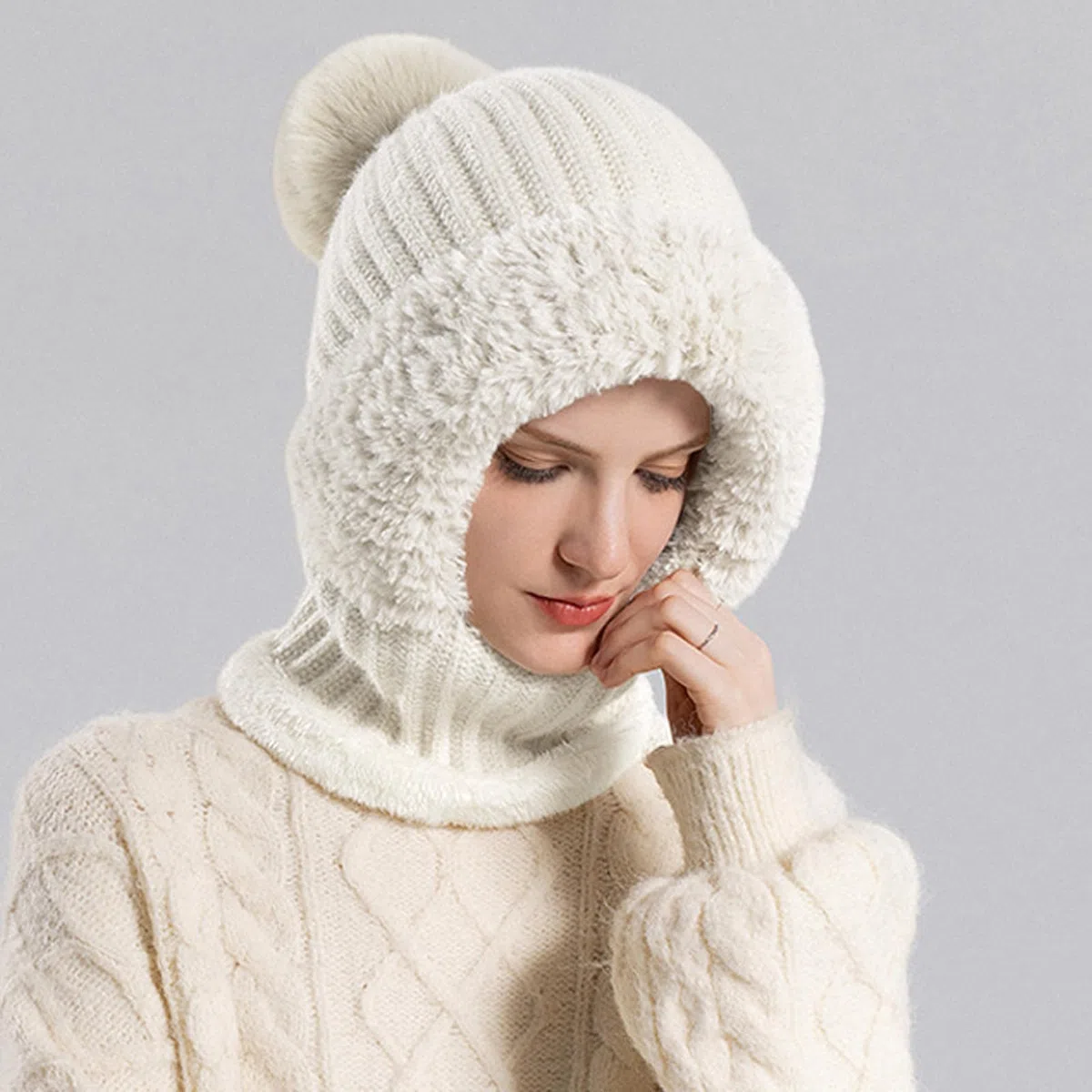 GWAWG Ensemble Bonnet et écharpe d'hiver, 2 en 1, Doublure Polaire épaisse et Douce, Bonnet tricoté, Cache-Cou Circulaire pour Femmes et Hommes, Ski, Sports de Plein air Quotidiens