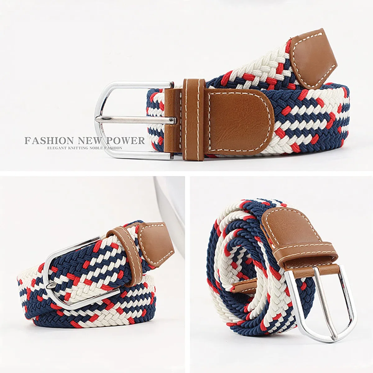 105-125cm Ceinture Elastique Tressée pour Femme Boucle Ceintures Homme Extensible 3.3cm de Large | Ceintures avec Boucle Extensible 3.3cm de Large