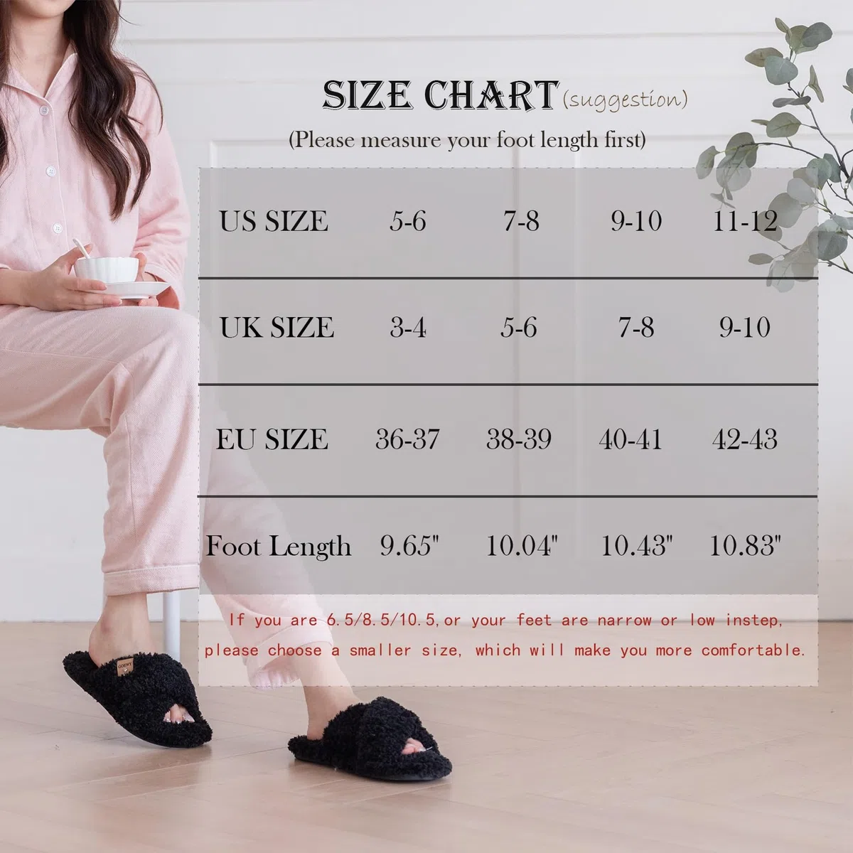 GOEWY Chaussons Femme en Peluche - Mousse à Mémoire de Forme, Pantoufles à Bride Croisée Bout Ouvert, Semelle Antidérapante - Confort & Tendance, Idée Cadeau