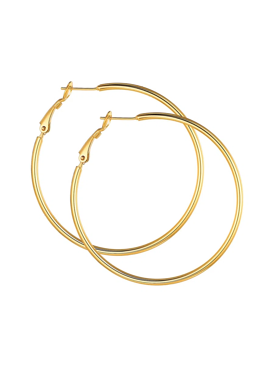 PROSTEEL Créoles Femme en Acier Inoxydable/Plaqué Or Boucles d'Oreilles Grands Anneaux de 20/30/50/60/70/80/90/100 mm, Women's Hoop Earrings
