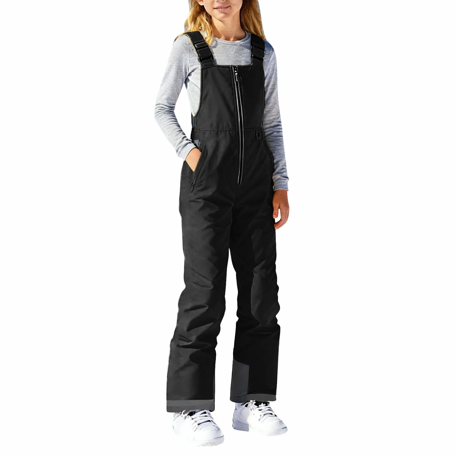 Pantalon d'hiver pour enfant garçon et fille – Salopette chaude imperméable et doublée – Pantalon de neige d'extérieur avec fermeture éclair et bretelles pour le ski