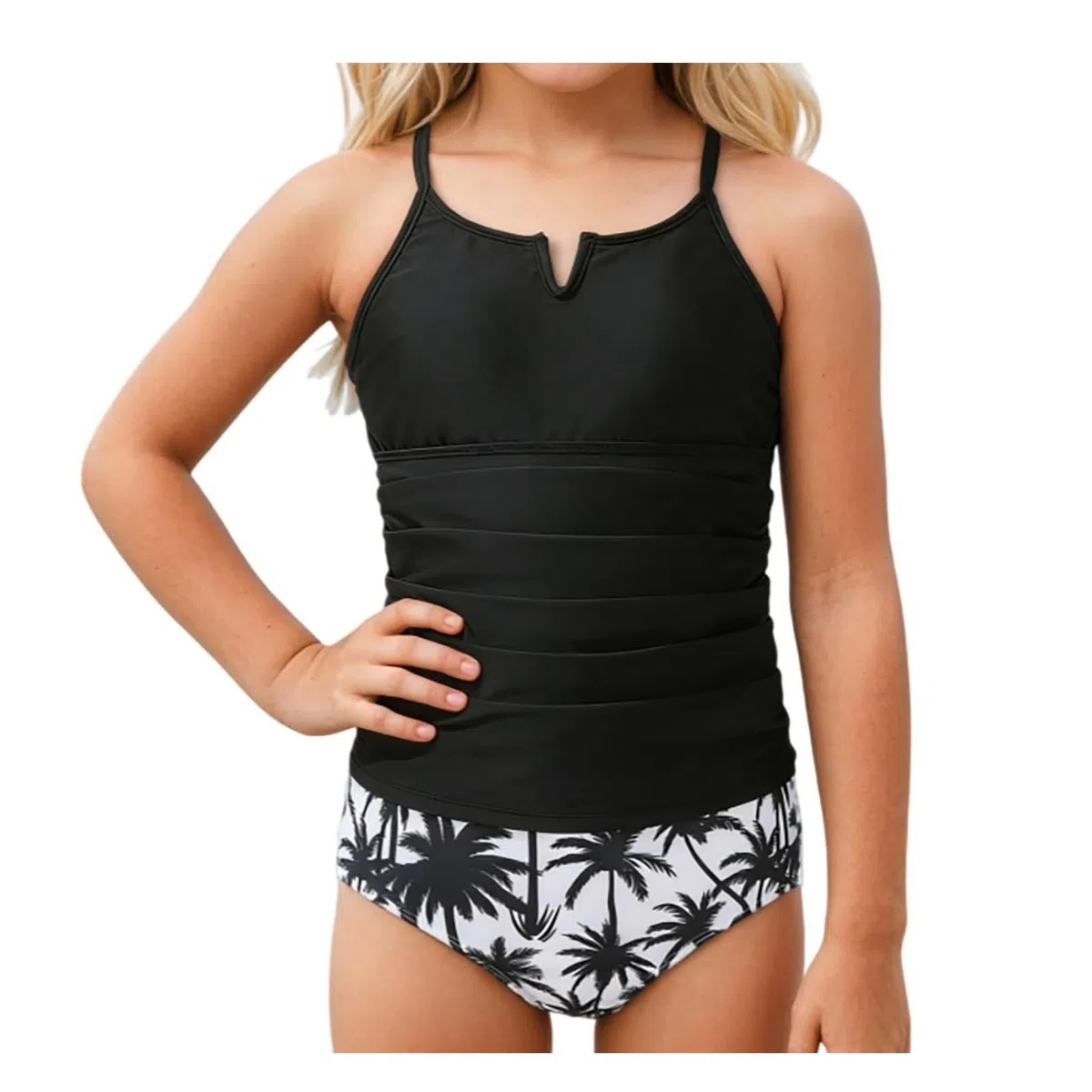 Maillot De Bain 2 Pieces Enfant Fille Gainant Et Sculptant Mignon Maillot De Bain Ado Fille Chic a la Mode Volants Sport Natation Piscine Océan Plage Tankini Bikini