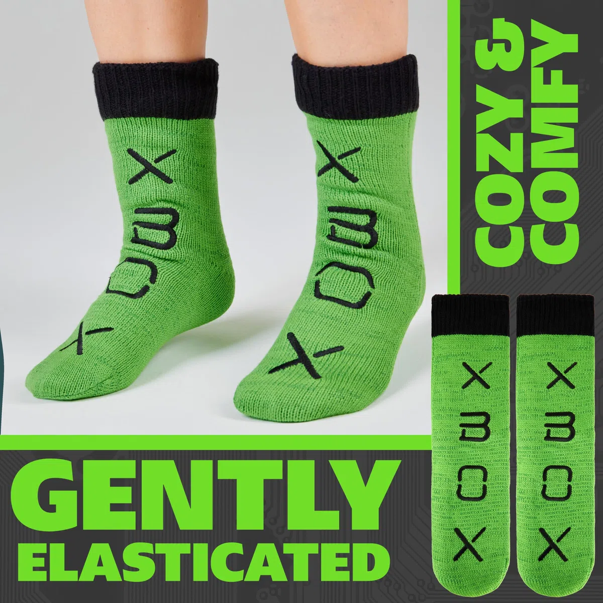 Xbox Chaussettes Chaussons Garçon Ado, Chaussettes Douces, Semelles Antidérapantes Intérieur Polaire Cadeau pour Gamer