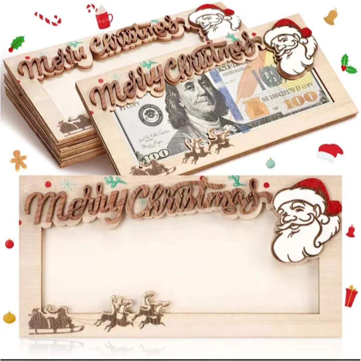 Porte-espèces de Noël, cartes de Noël amusantes | Porte-monnaie en bois pour amis, , vacances