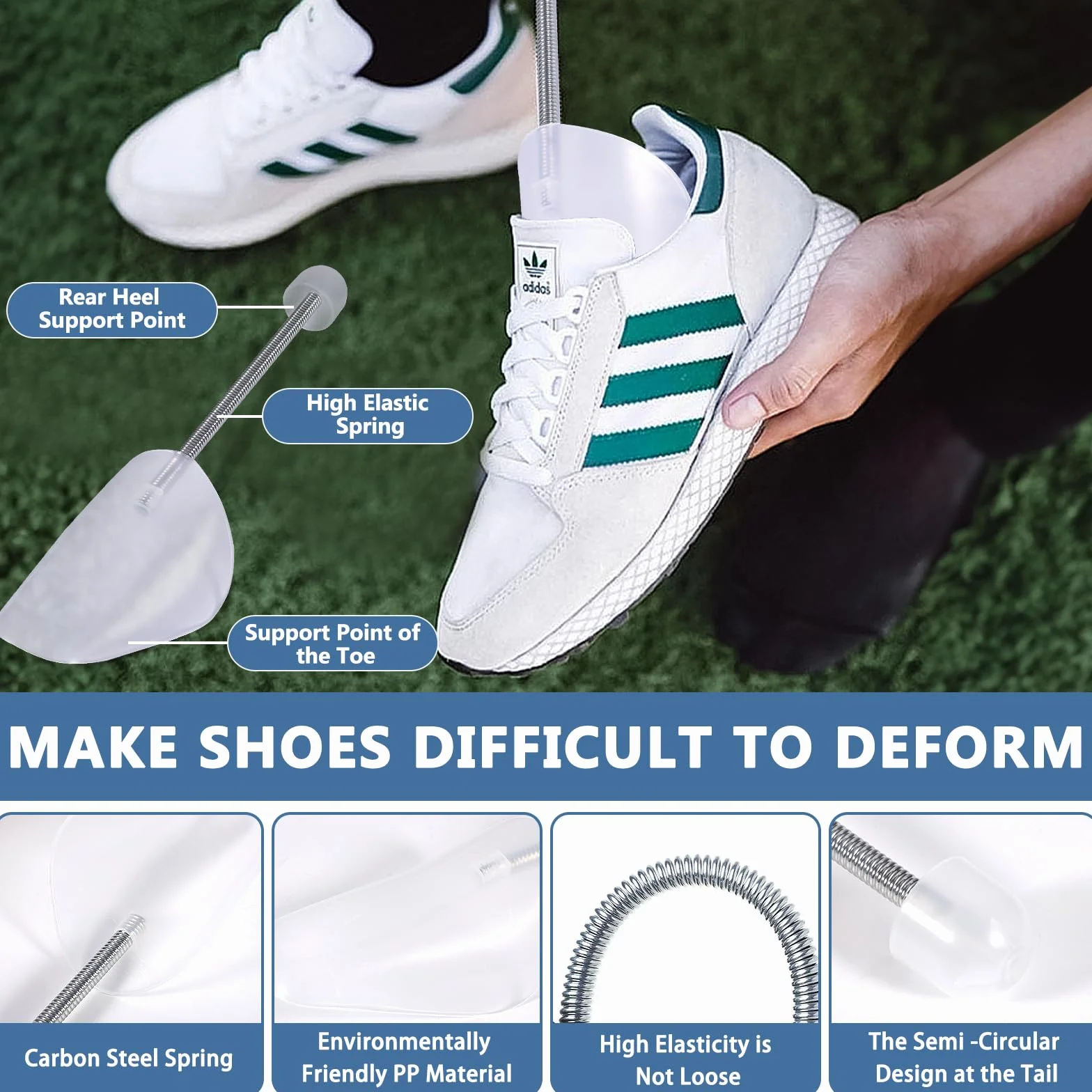 MOYKSRR Lot de 5 Paires Embauchoirs en Plastique, D'embauchoirs en Plastique à Longueur Réglable, Embauchoirs Chaussures avec Ressort Spirale, Taille Adaptable 39-47, Transparent