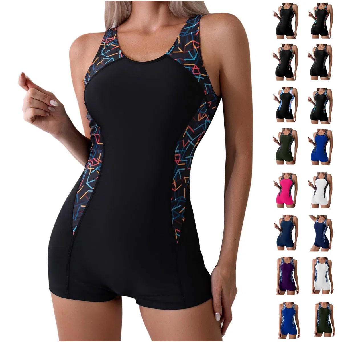 Maillot de Bain Femme 1 Pieces Maillots de Bain Push up Gainant Ventre Plat Swimsuit de Plage Amincissant Style Shorty Monokini Swimwear pour Entraînement, Surf, Sources Thermales, Fêtes à la Piscine