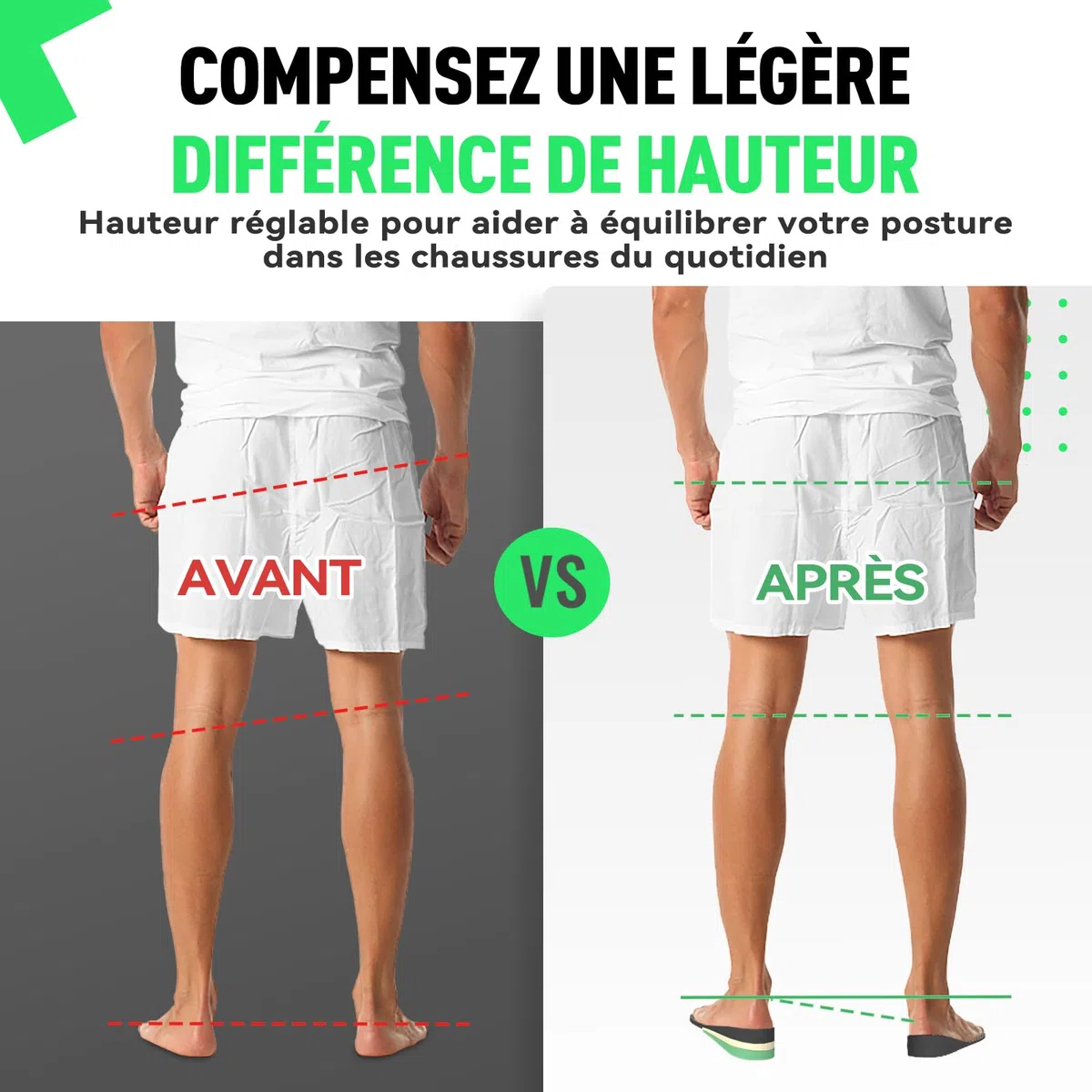 DynWalker Semelles Chaussures Augmenter Talon, Ascenseur la Semelle Intérieure, Confort Élastique Invisibles, Homme Femme, Amortissante, 3 Couches, 3-7,5 cm, L