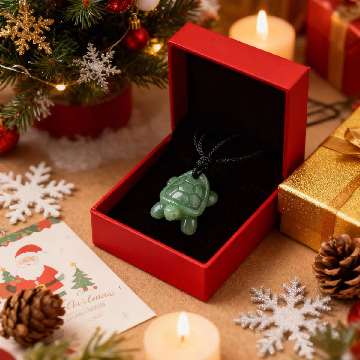 Collier avec Pendentif en Jade, Collier Pendentif en Quartz Naturel Sculpté Tortue, Lanière Ajustable, 2.9 x 2 x 1.4 cm, Pierre de Quartz, Cadeau pour Hommes et Femmes