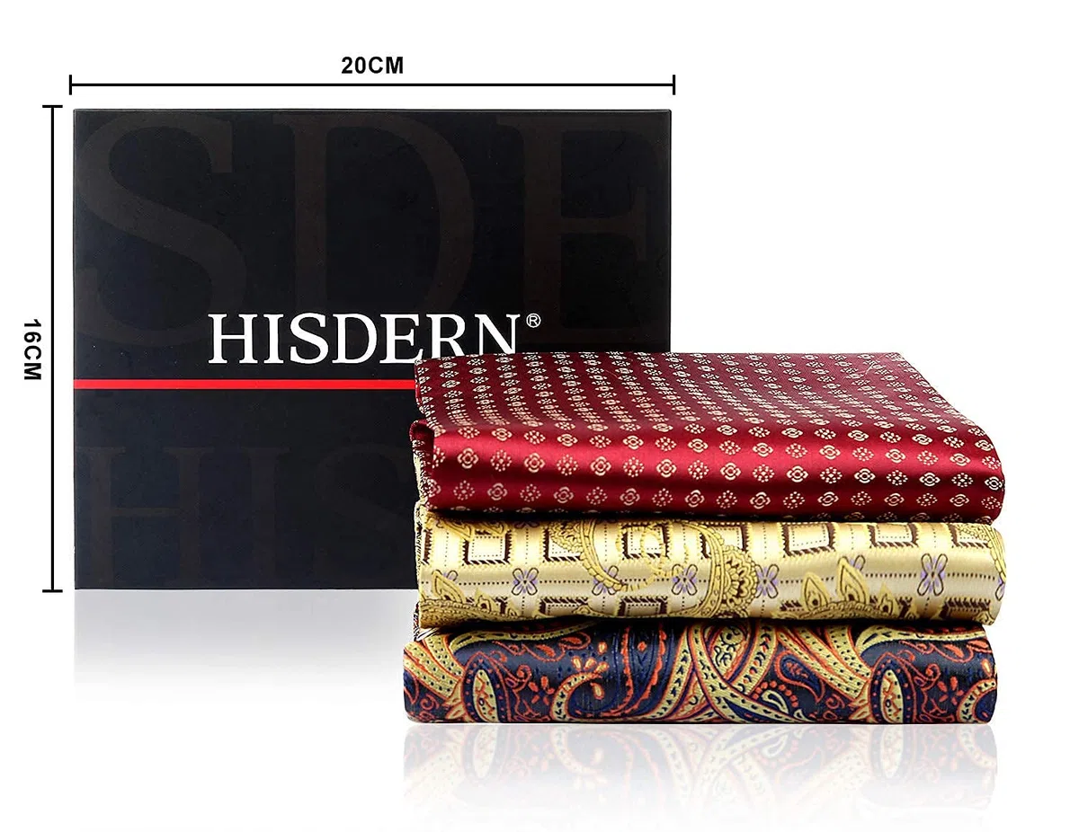 HISDERN Ascot Homme et Pochette Ensemble Paisley Fleuri Ascot pour Homme Élégant Foulard Homme Soie Mouchoir Cravate Ascot pour Formelle Mariage
