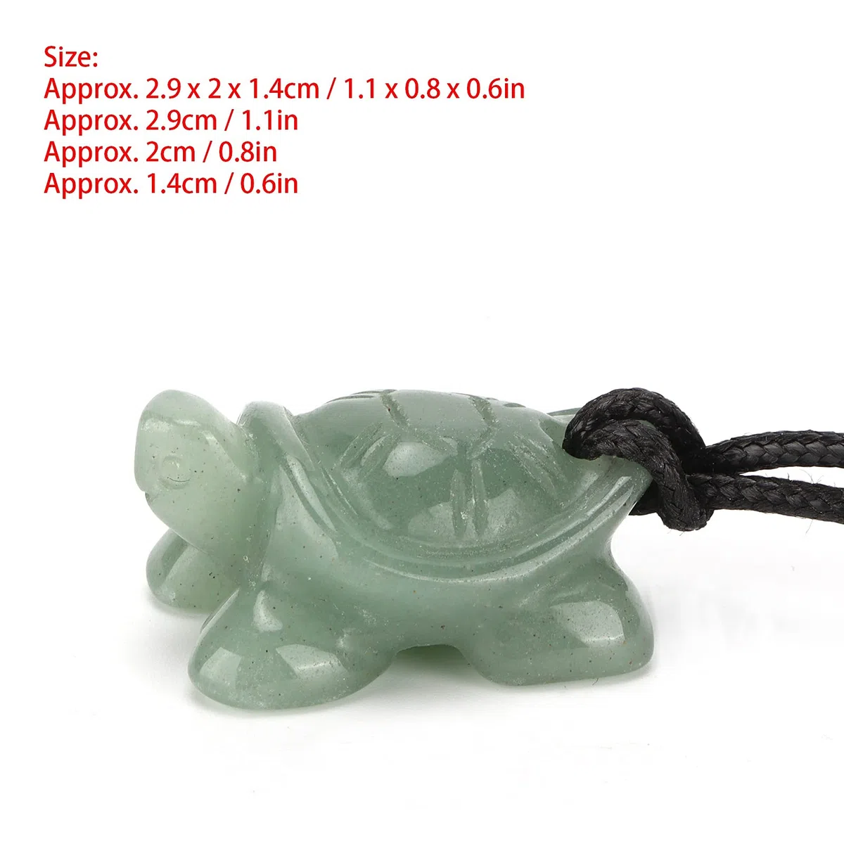 Collier avec Pendentif en Jade, Collier Pendentif en Quartz Naturel Sculpté Tortue, Lanière Ajustable, 2.9 x 2 x 1.4 cm, Pierre de Quartz, Cadeau pour Hommes et Femmes