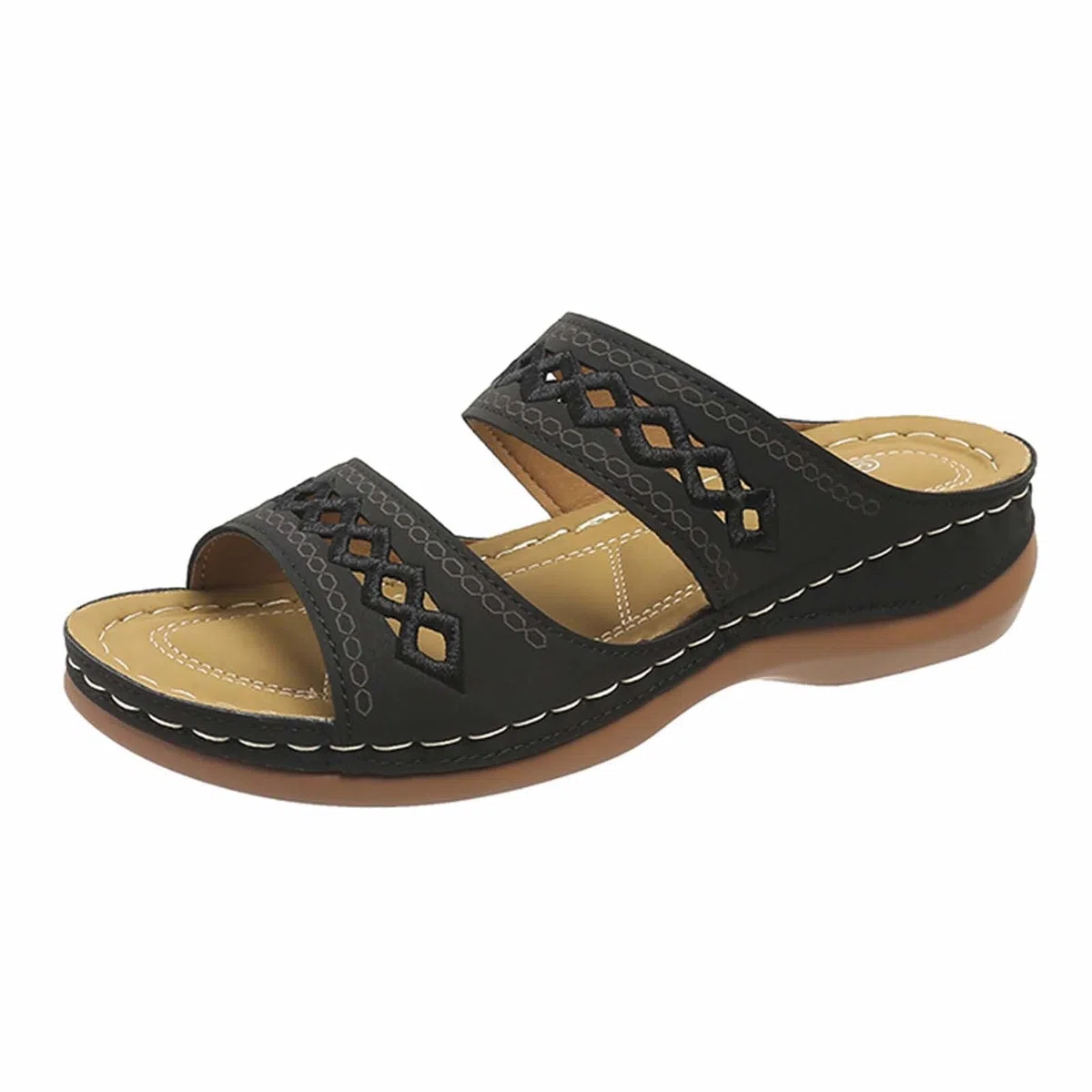 Mule Femme Été Sandales D'Été À Semelles Compensées Pour Femmes, Chaussures Décontractées Bout Ouvert, Couleur Unie, Respirantes Et Semelle Souple Chaussons Orthopédiques Sandale Orthopédique
