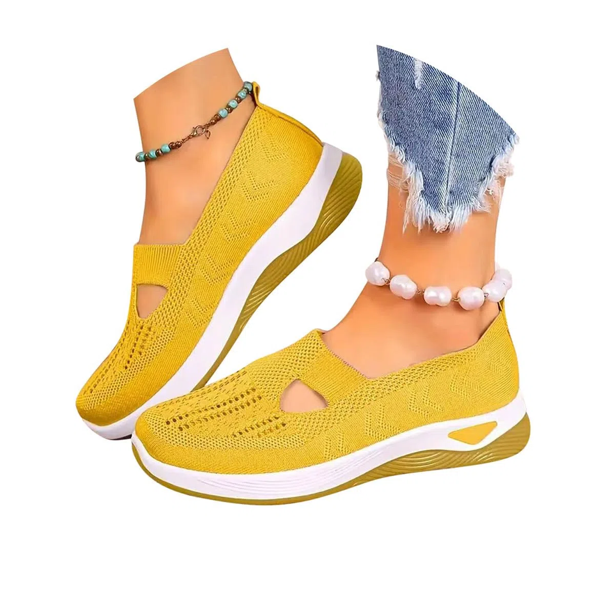 Chaussures Femme Confort Chic sans Lacets Orthopédique Baskets De Marche