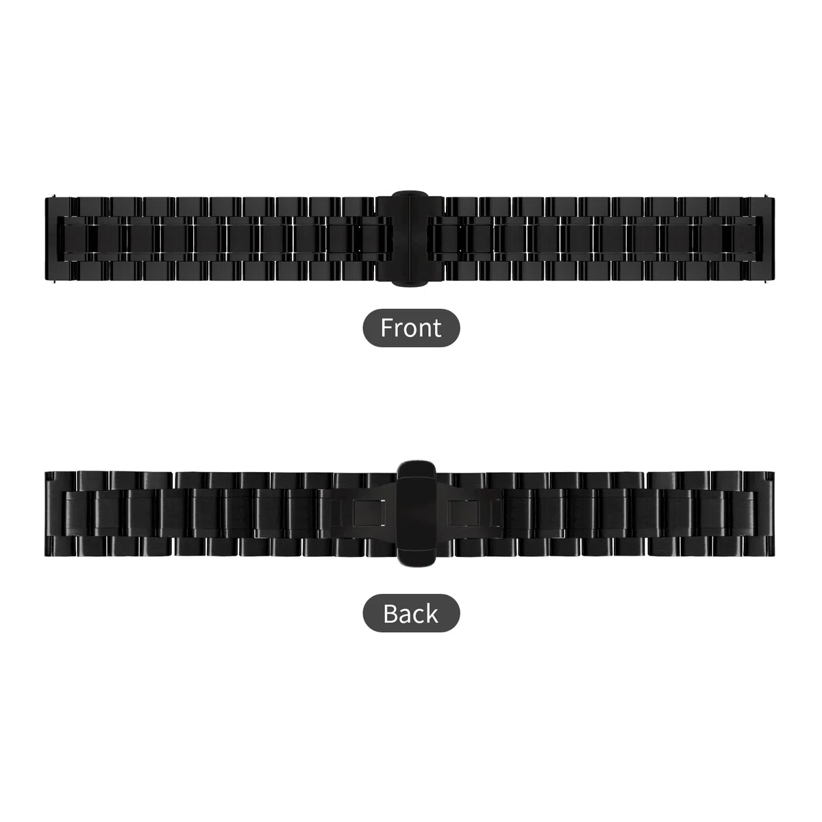 TStrap Bracelet Montre Metal Poli - Noir Acier Inoxydable Dégagement Rapide Bracelets - Métallique Smart Watch Strap pour Homme Femme Remplacement - 12mm ... 20mm 22mm 24mm