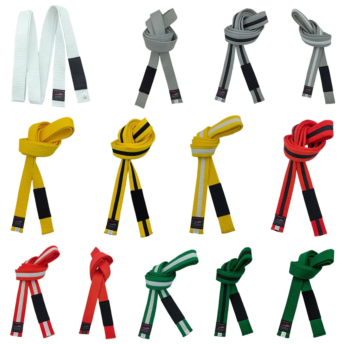 Ceintures de jiu-jitsu brésilien pour jeunes de moins de 16 ans, largeur 4 cm, pour enfants, blanc, gris, jaune, orange, vert