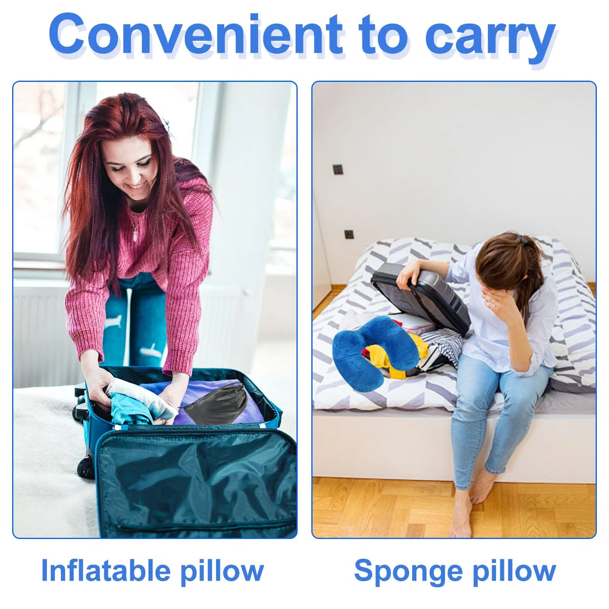 Oreiller Gonflable de Voyage,2 Sets Coussin Voyage Ergonomique,Compact Coussin de Voyage avec Taie d'oreiller Lavable, avec Masque pour Dormir+ Bouchons d’Oreilles + Sac Transport,pour Avion et Train