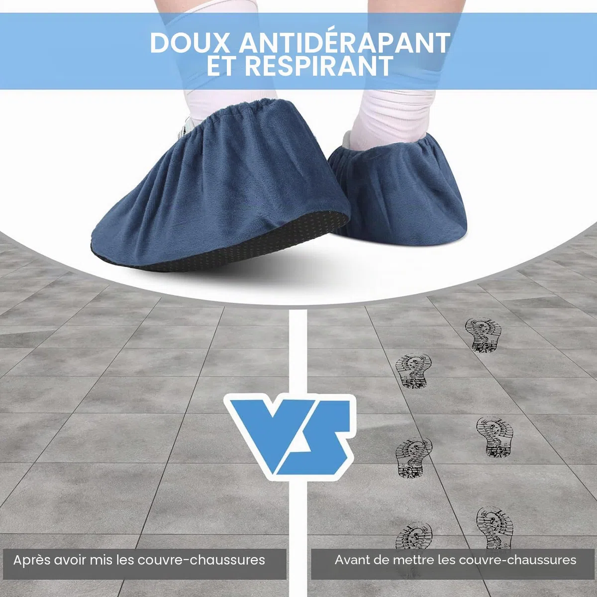 4 Pièces Surchaussures Lavable, Réutilisable Chausson Invité, Tissu de Flanelle Couvre Chaussure, Semelle Antidérapante Surchaussure, pour Maisons, Bureaux, Bibliothèques (Tailles 37-42)