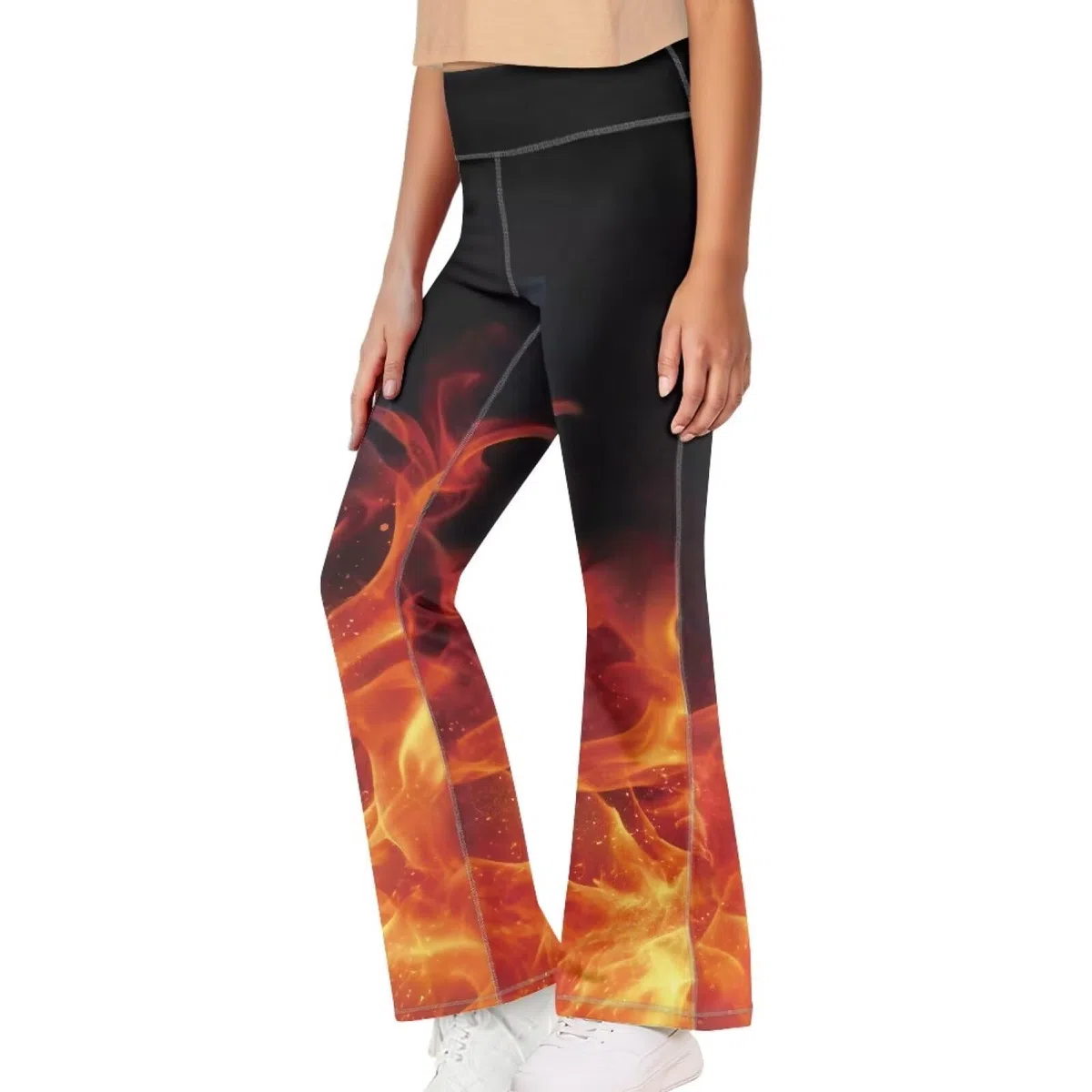 Pantalon de survêtement évasé taille haute pour filles - Pour yoga, danse