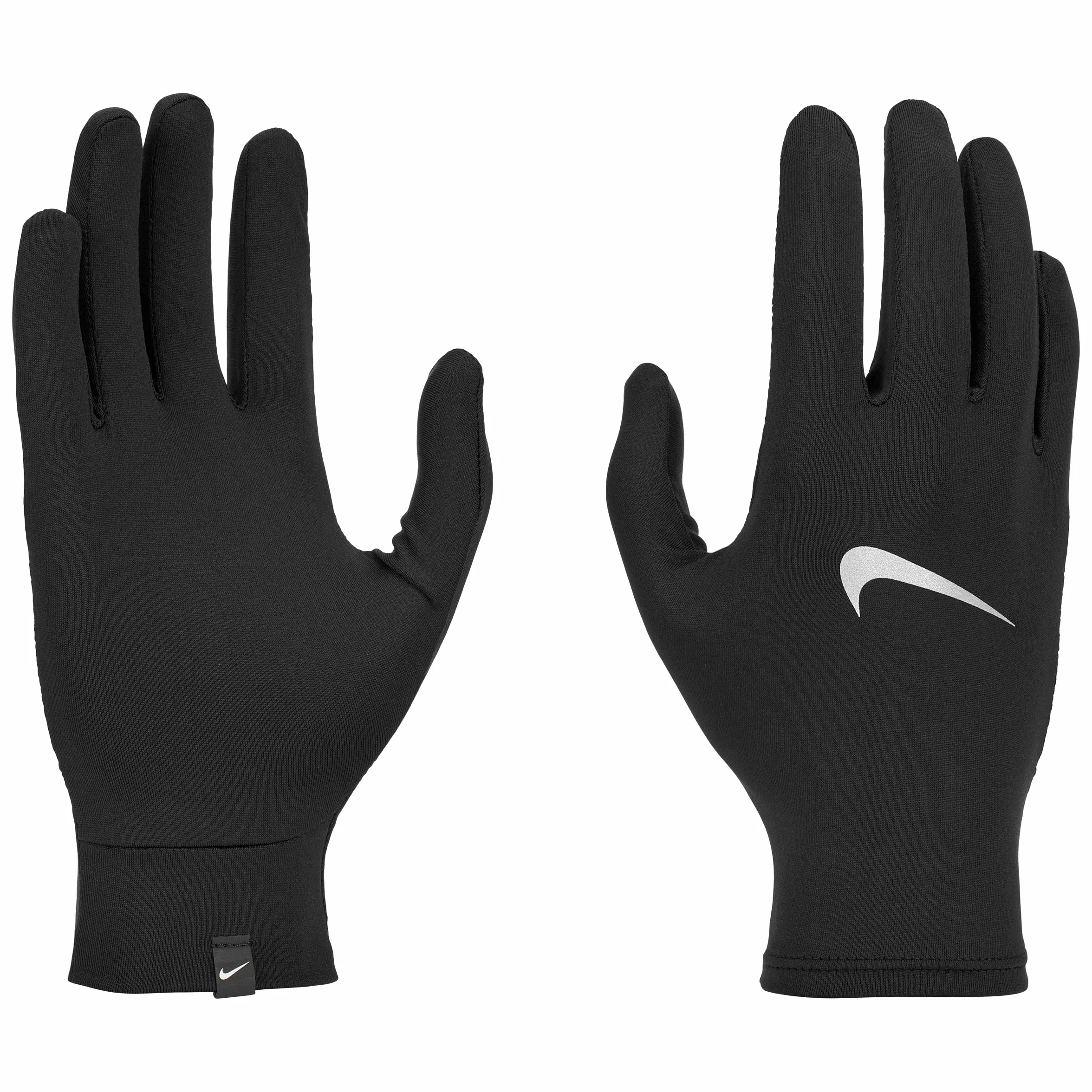 Nike Pacer Liner Gants de Course pour Femme Légèrement Respirants Noir/argenté