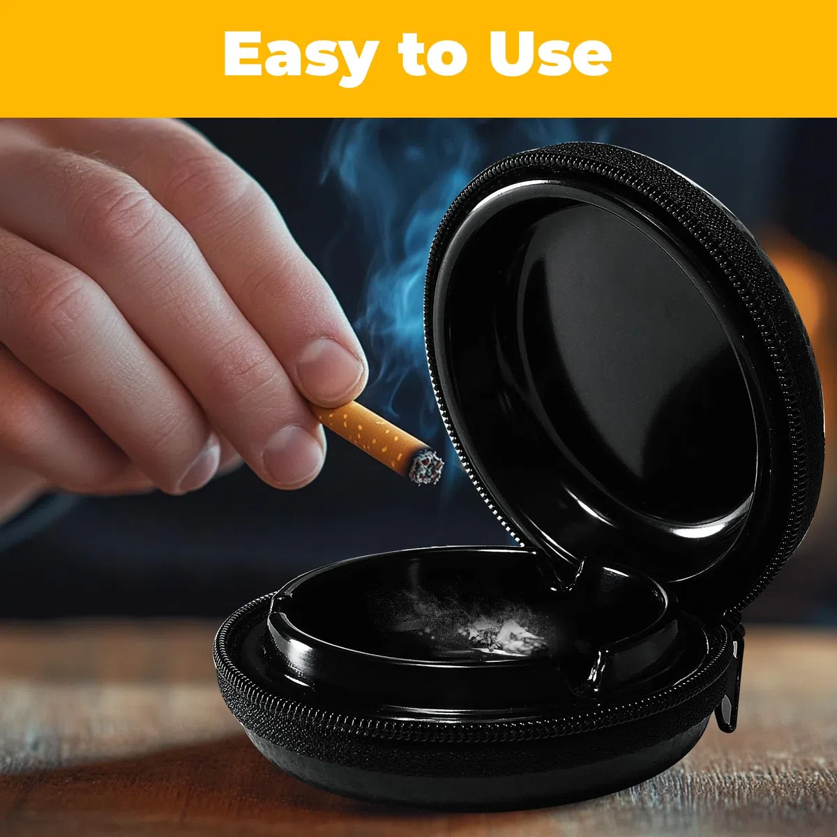 Cendrier Portable Mini avec Couvercle et Porte-Clés pour Extérieur et Voyage