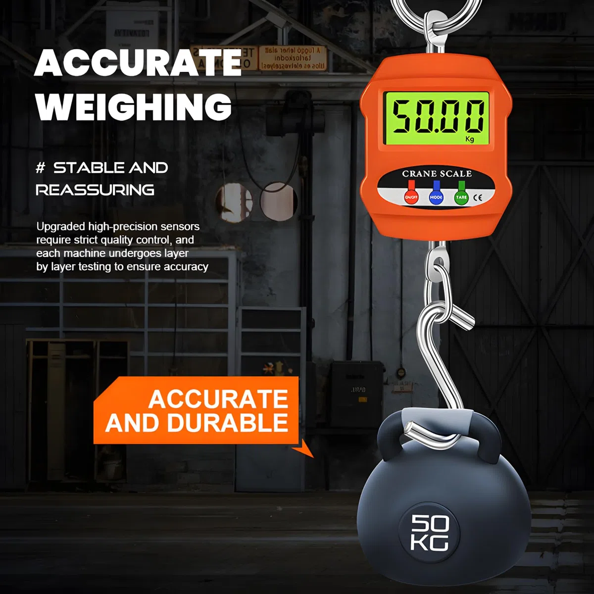Balance Suspendue Numérique 300 kg/660 lb, Mini Balance à Grue, industrielle portable Peson Electronique avec écran LCD Peson à bagages en aluminium pour grue avec crochet, cuisine, valise et la pêche