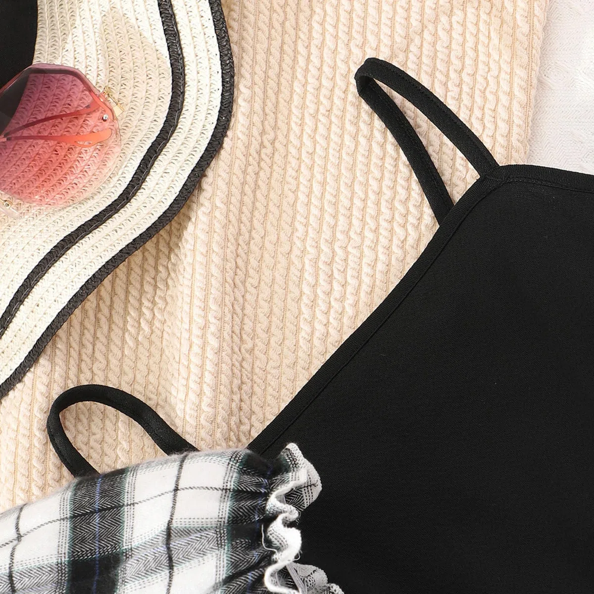 Ensemble de vêtements d'été pour Petites Filles, Hauts et Robe Solides à Manches Courtes, Tenues 2 pièces pour Enfants Combinaison Fille Noire