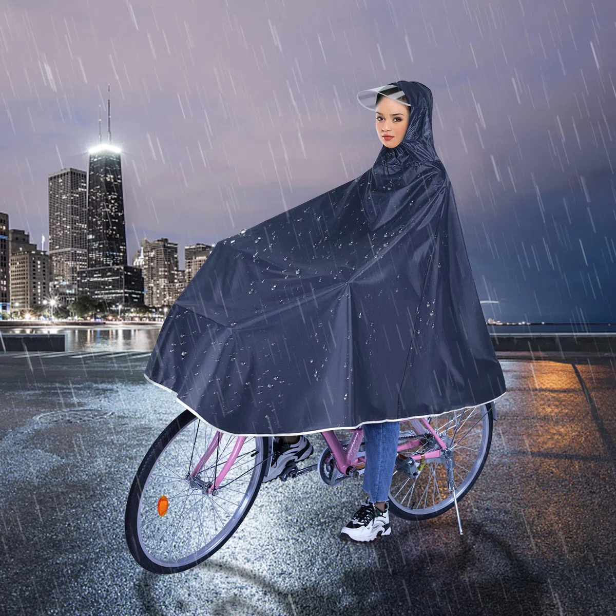 Nizirioo Imperméable a L'Eau Cyclisme Capes, Vélo Électrique Imperméable Poncho, Unisexe Poncho Vélo, Réfléchissante Léger Réutilisable Poncho, pour Bicyclettes, Vtt, Vélos Électriques