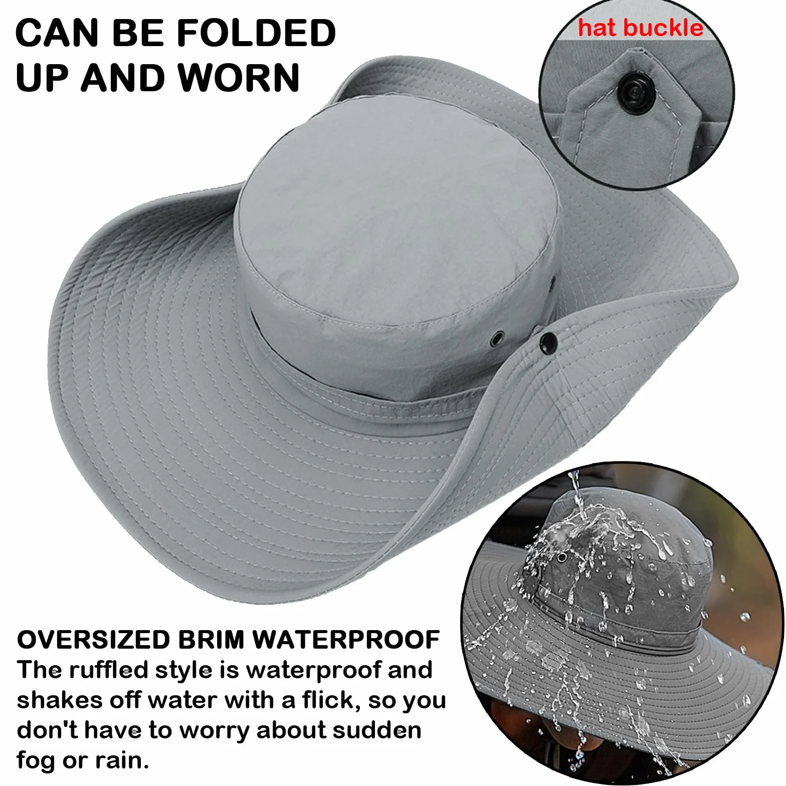 TYXHXTF Chapeau de Soleil Pêcheur Imperméable, Plein Air Voyage Pliable, Seau Pluie Protection, Pour Hommes et Femmes