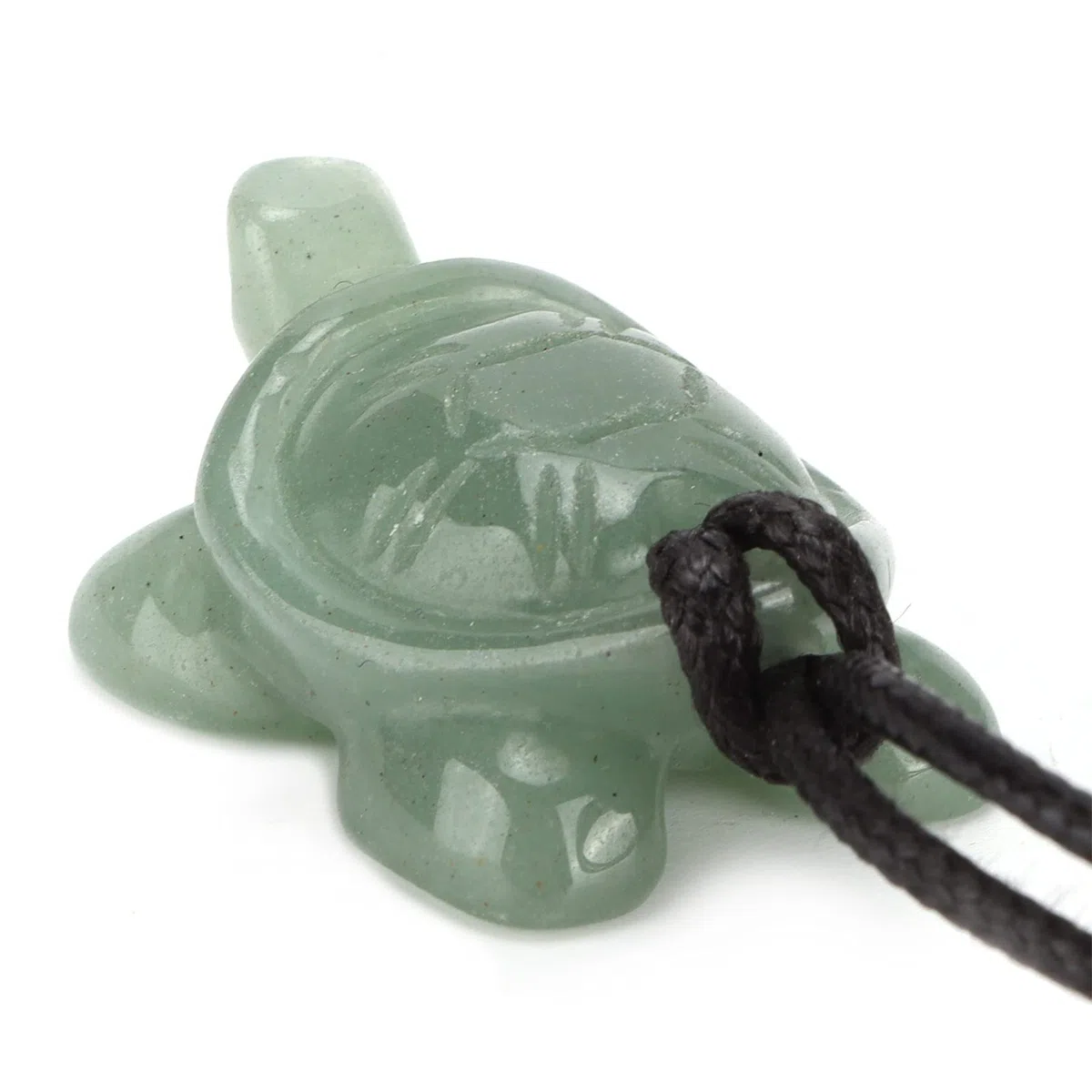 Collier avec Pendentif en Jade, Collier Pendentif en Quartz Naturel Sculpté Tortue, Lanière Ajustable, 2.9 x 2 x 1.4 cm, Pierre de Quartz, Cadeau pour Hommes et Femmes