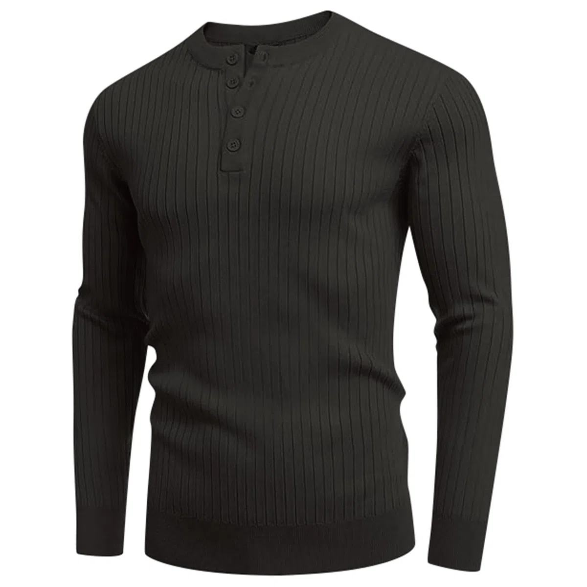 Pull 1/4 Boutons Col Rond Jersey pour Hommes Slim Fit, T-Shirt Thermique Manches Longues Haut Hiver Léger, sous-Vêtement de Détente Confortable, Polo Homme Coupe Ajustée pour Sport Running Travail