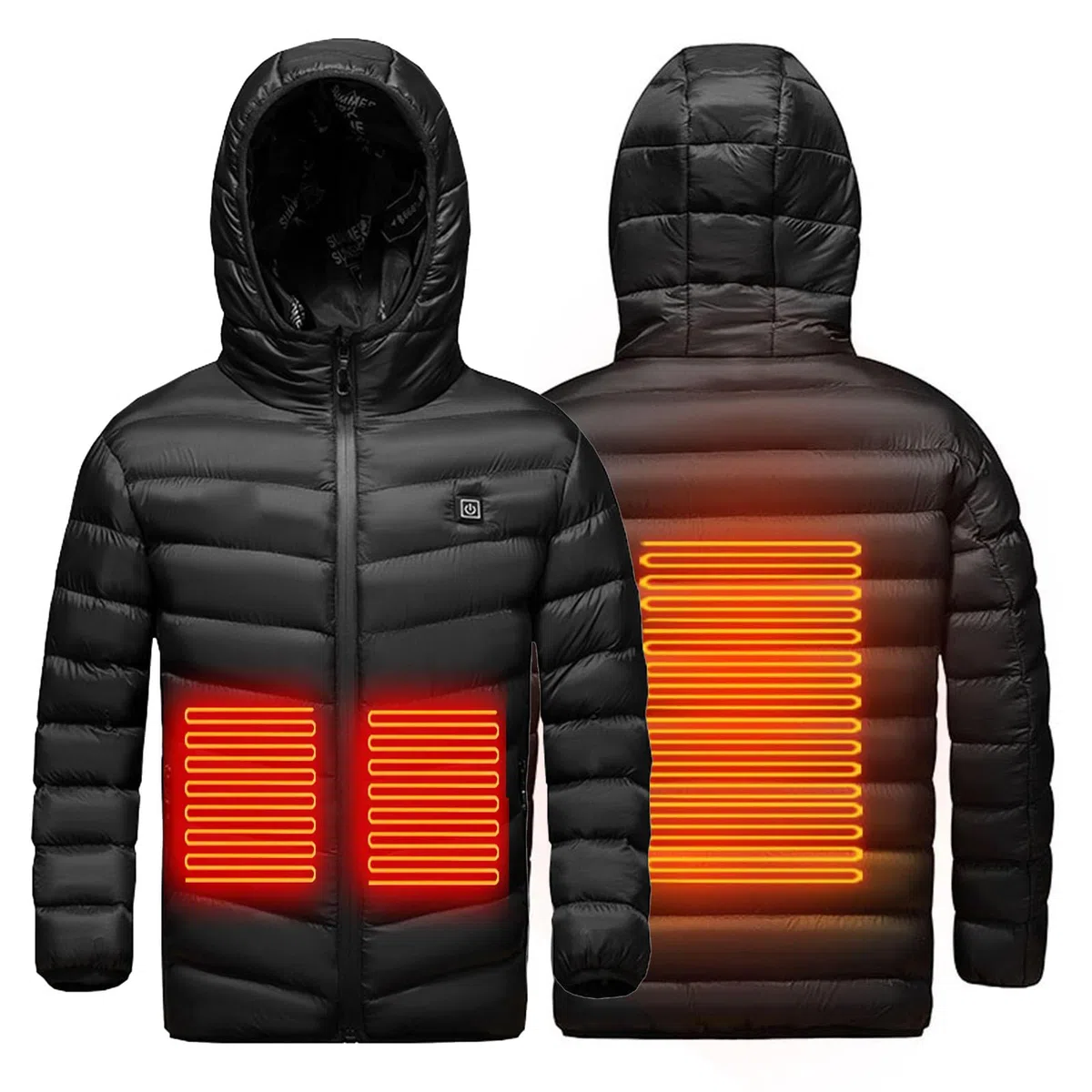 Manteau Doudoune Chauffant Enfants Veste Chauffant Electrique Garçons Filles avec 3 Zones de Chauffage Manches Longues Veste Chauffante Doudoune imprimé Vêtements Chauffants Lavable-4-15 Ans
